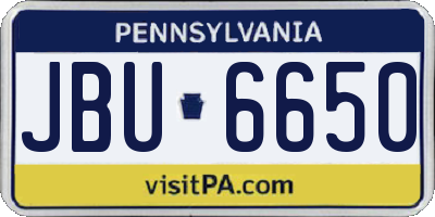 PA license plate JBU6650