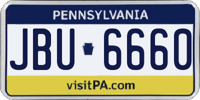 PA license plate JBU6660