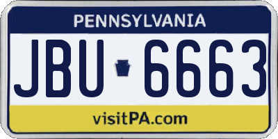 PA license plate JBU6663