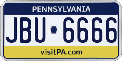 PA license plate JBU6666