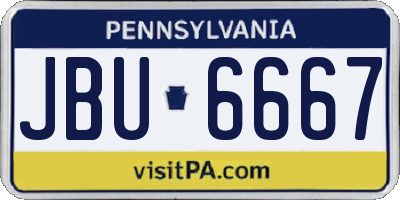 PA license plate JBU6667