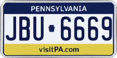 PA license plate JBU6669