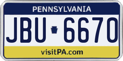 PA license plate JBU6670