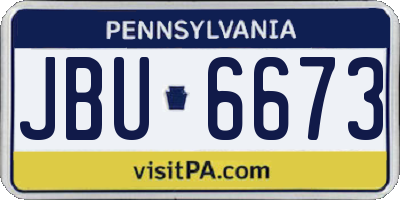 PA license plate JBU6673