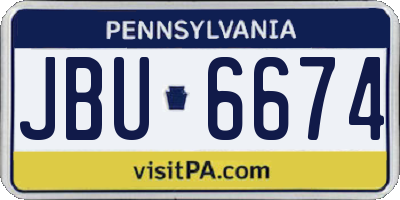 PA license plate JBU6674