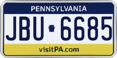 PA license plate JBU6685