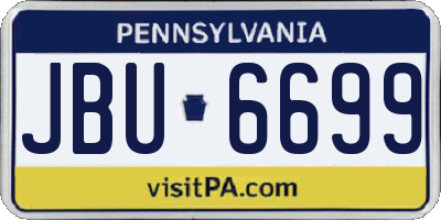 PA license plate JBU6699