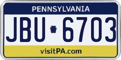 PA license plate JBU6703