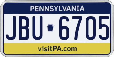 PA license plate JBU6705