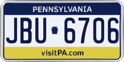 PA license plate JBU6706