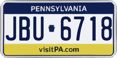 PA license plate JBU6718