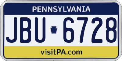 PA license plate JBU6728