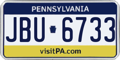 PA license plate JBU6733