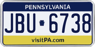 PA license plate JBU6738