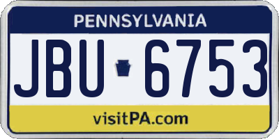 PA license plate JBU6753