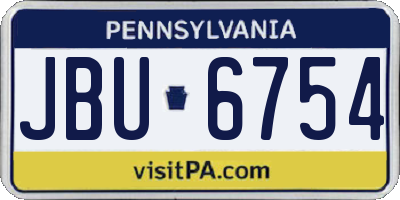 PA license plate JBU6754