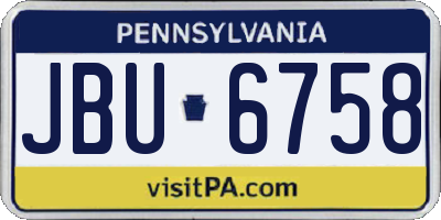 PA license plate JBU6758