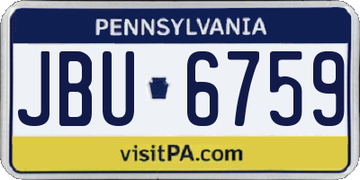 PA license plate JBU6759