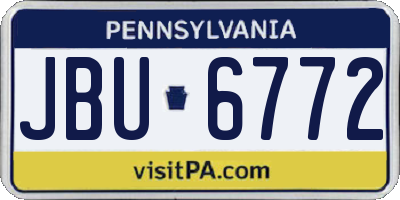 PA license plate JBU6772