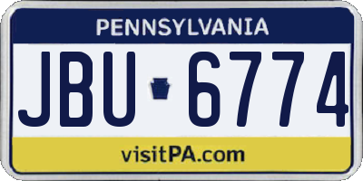 PA license plate JBU6774