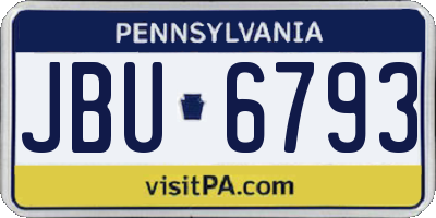 PA license plate JBU6793