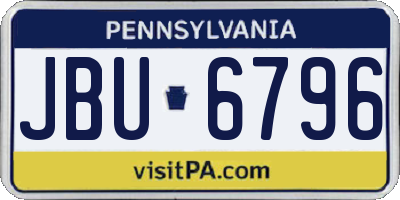 PA license plate JBU6796
