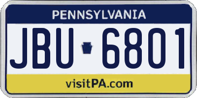 PA license plate JBU6801
