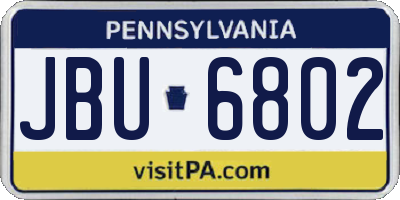 PA license plate JBU6802