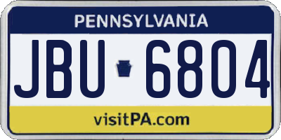 PA license plate JBU6804