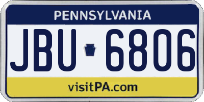 PA license plate JBU6806