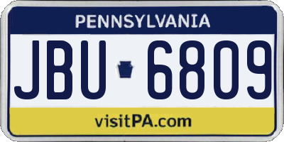 PA license plate JBU6809