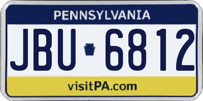 PA license plate JBU6812