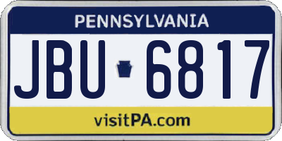 PA license plate JBU6817