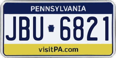 PA license plate JBU6821
