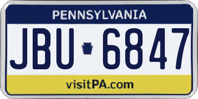 PA license plate JBU6847