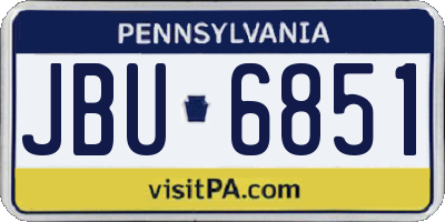 PA license plate JBU6851