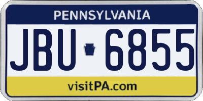 PA license plate JBU6855