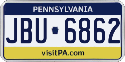 PA license plate JBU6862