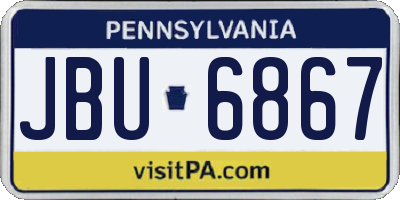 PA license plate JBU6867