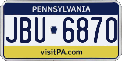 PA license plate JBU6870