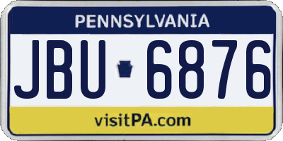 PA license plate JBU6876