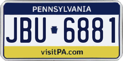 PA license plate JBU6881