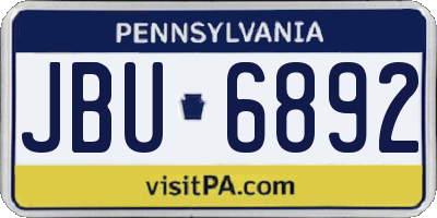 PA license plate JBU6892