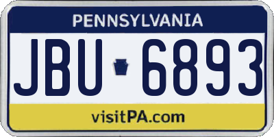 PA license plate JBU6893