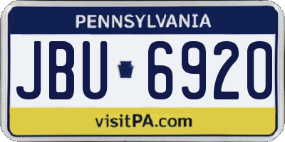 PA license plate JBU6920