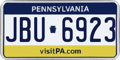 PA license plate JBU6923