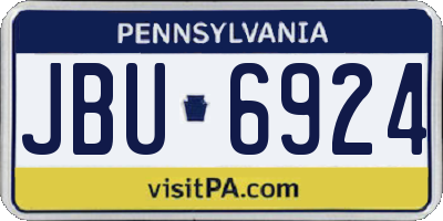 PA license plate JBU6924