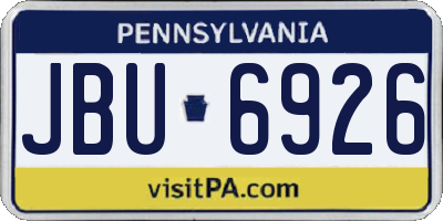 PA license plate JBU6926