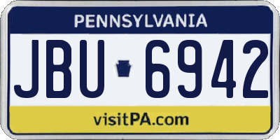 PA license plate JBU6942