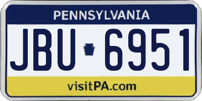 PA license plate JBU6951